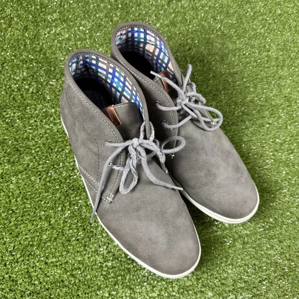 Ben Sherman Mens Grey Perforated Chukka Boots Mid Top Sneakers Size 8.5